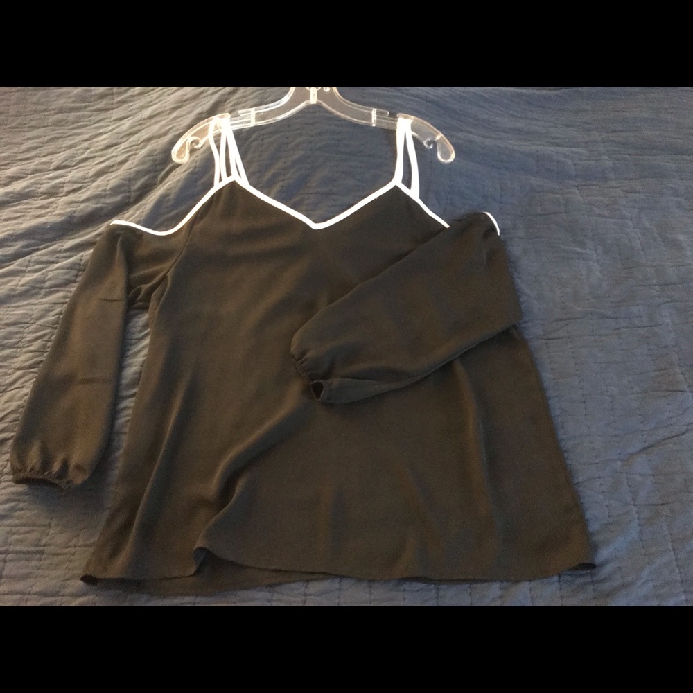 1. State Black cold-shoulder blouse